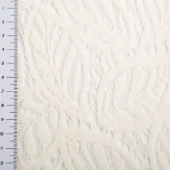 Spitze mit Chenille Blätterdessin Meterware wollweiß 150cm breit