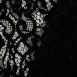 Spitze mit Chenille Meterware floral schwarz 150cm breit