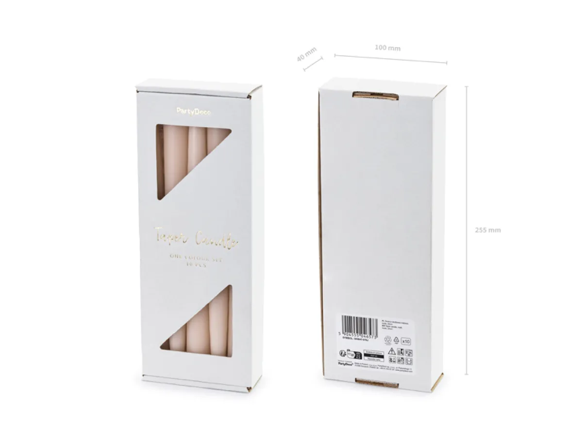 Stabkerzen Kerze 10 Stück matt nude beige 24x2cm