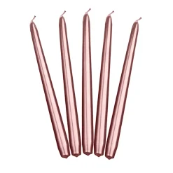 Stabkerzen 10 Stück rosegold metallic glänzend 24x2cm