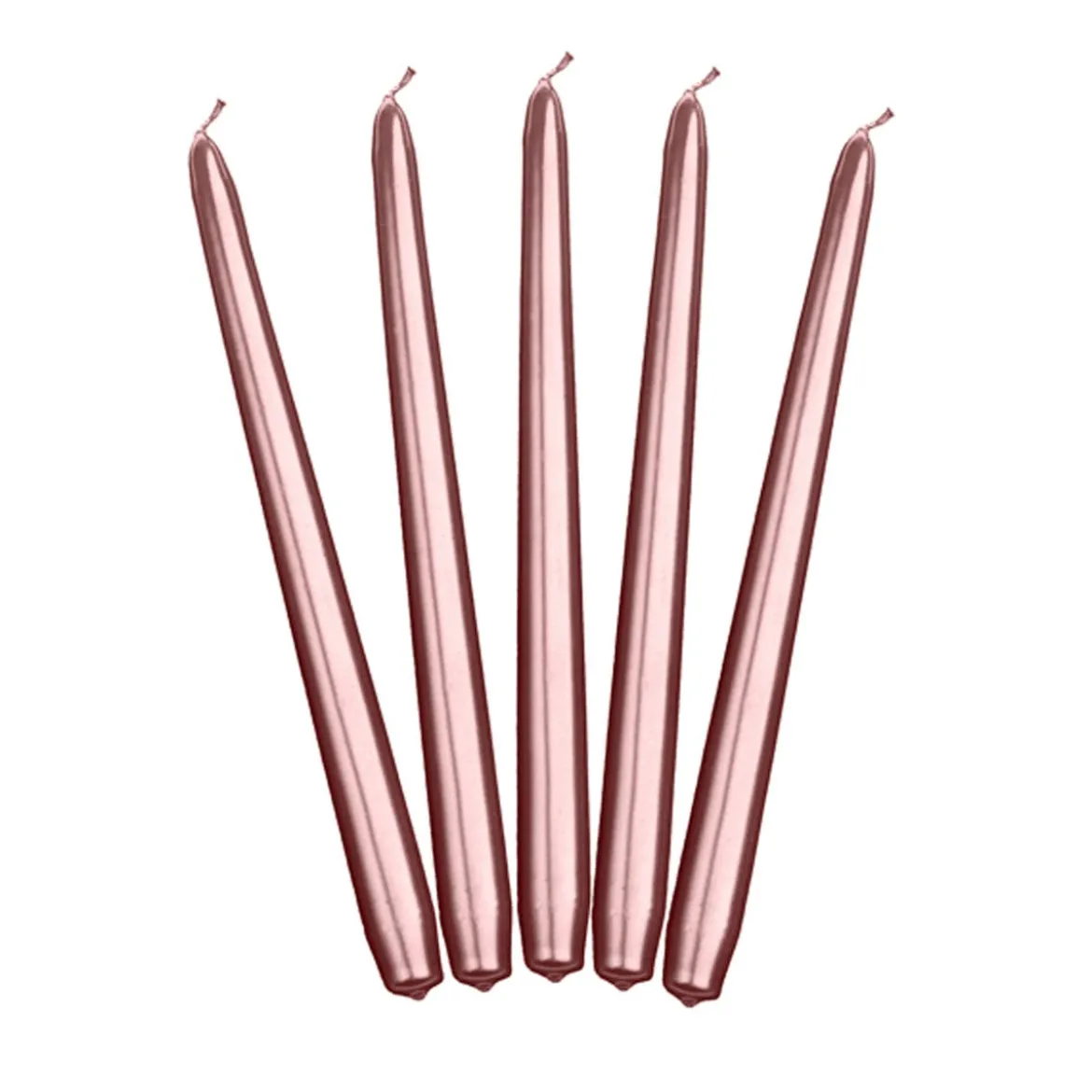 Stabkerzen 10 Stück rosegold metallic glänzend 24x2cm