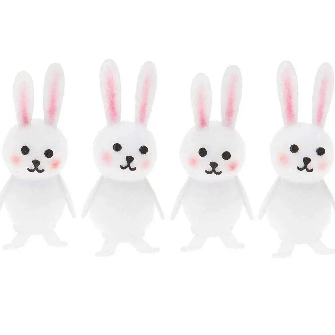 4 Stück Dekofigur Pompom Hasen weiß 2,5x6cm von Rico Design