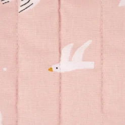 Steppstoff Baumwolle Wazou Noug Vögel Wolken Sonne beidseitig rosa weiß 1,50m Breite
