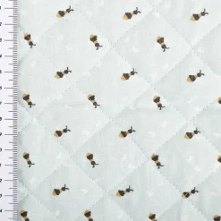 Steppstoff Baumwolle Wendestoff Erdbeeren Bienen hellblau 1,38m Breite