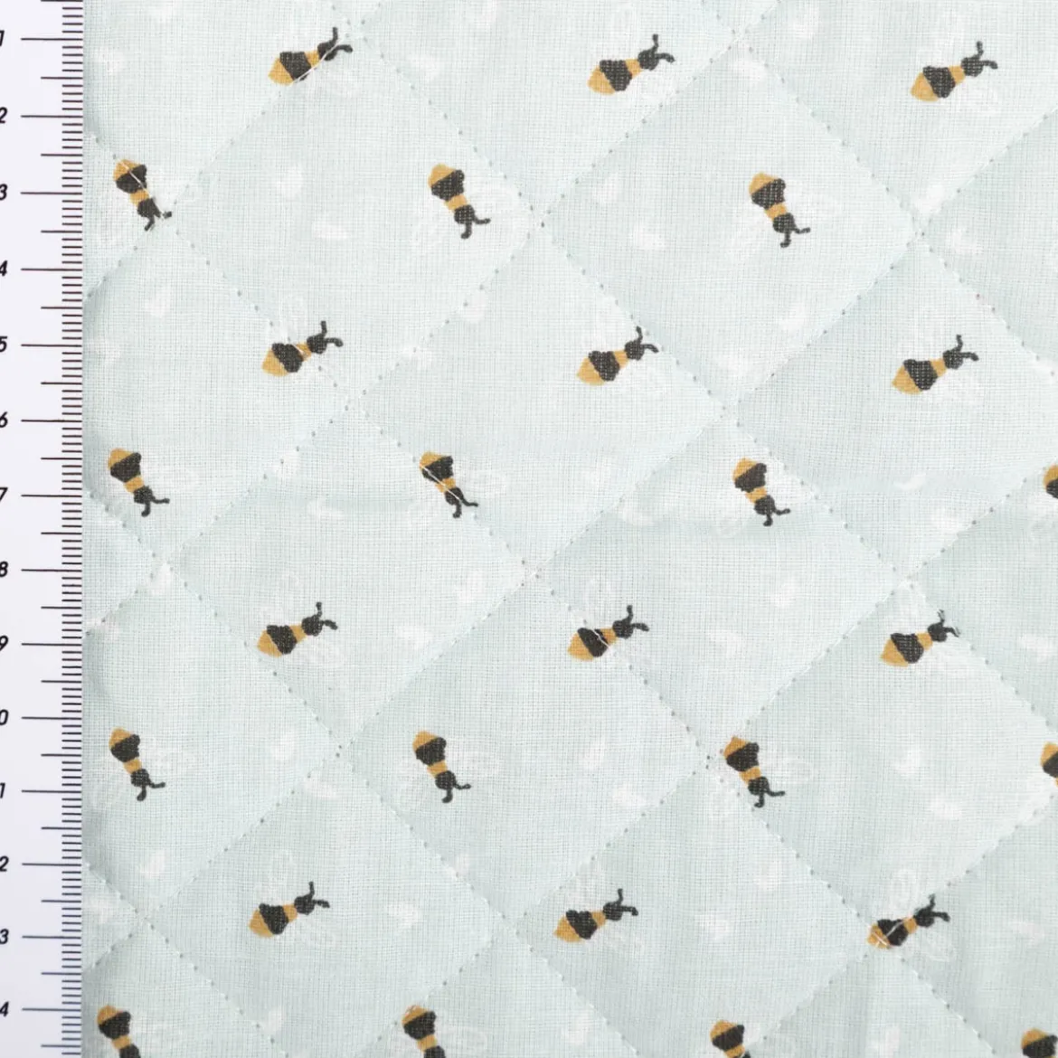 Steppstoff Baumwolle Wendestoff Erdbeeren Bienen hellblau 1,38m Breite