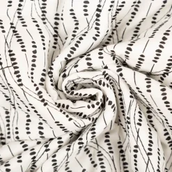 Steppstoff Baumwollstoff Voile Blumen Abstrakt schwarz weiß 1,35m Breite