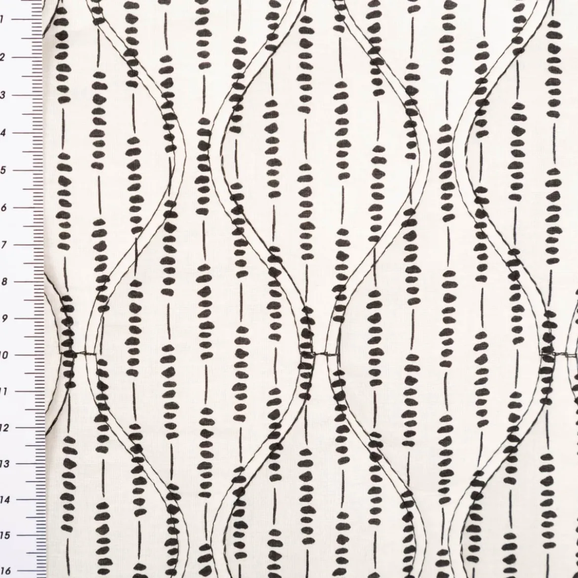 Steppstoff Baumwollstoff Voile Blumen Abstrakt schwarz weiß 1,35m Breite