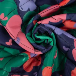 Steppstoff Jackenstoff Flowers Blüten dunkelblau bunt 1,40m Breite