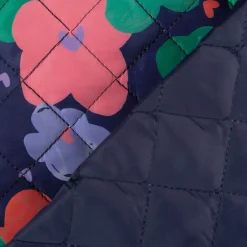 Steppstoff Jackenstoff Flowers Blüten dunkelblau bunt 1,40m Breite