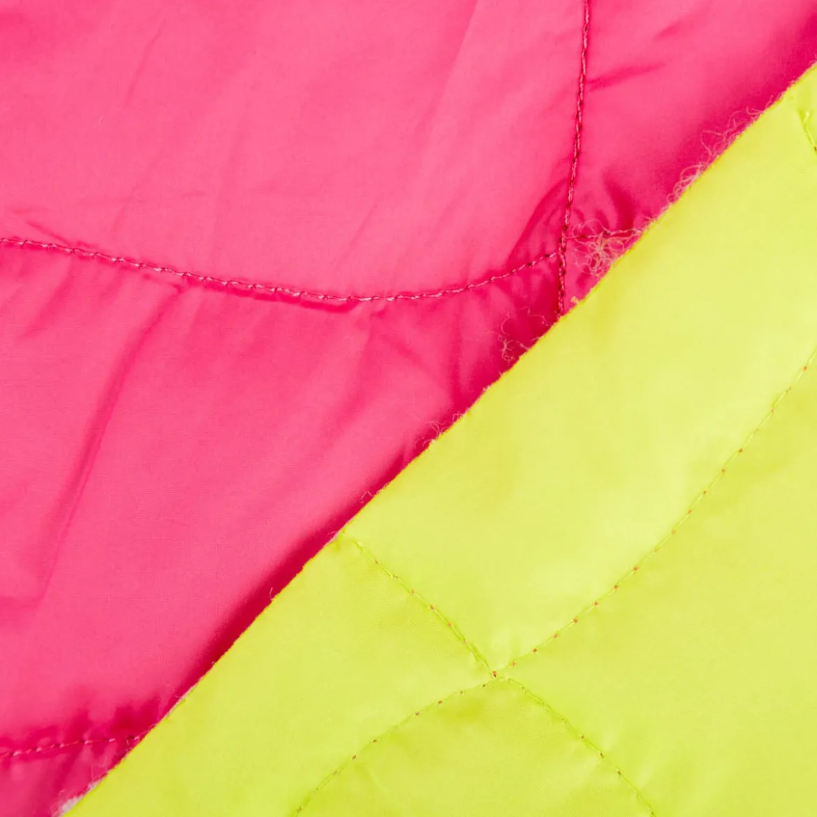 Steppstoff Jackenstoff Graphic Square pink neongrün 1,40m Breite