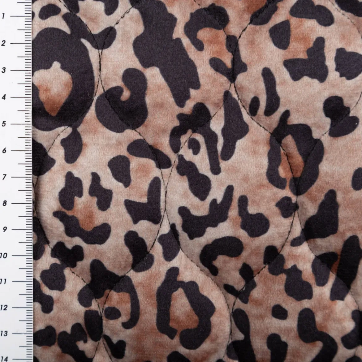 Steppstoff Jackenstoff Velvet Digital Animal Skin Leo braun 1,35m Breite