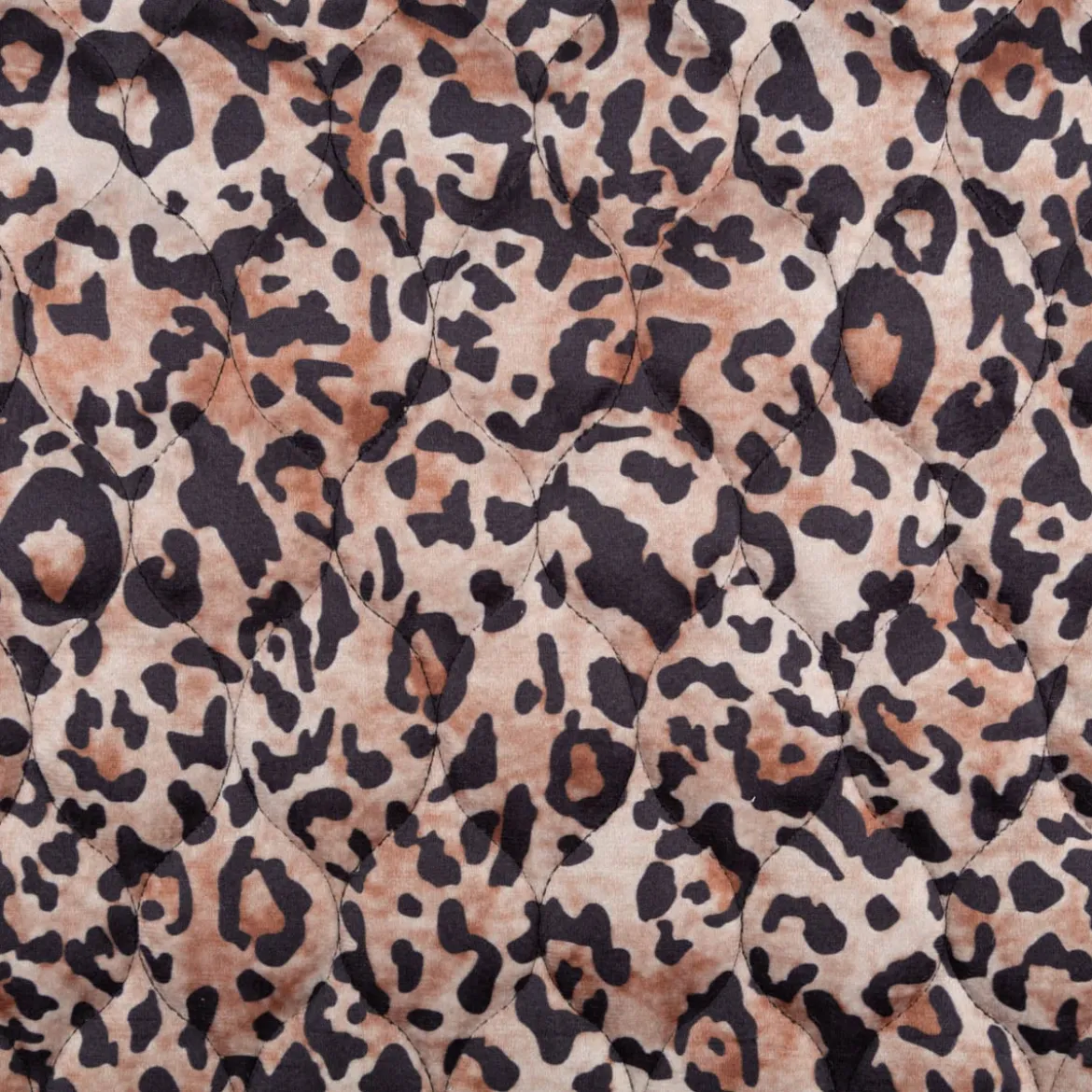 Steppstoff Jackenstoff Velvet Digital Animal Skin Leo braun 1,35m Breite