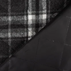 Steppstoff Jacquard Fleece Karos dunkelgrau schwarz145 cm breit