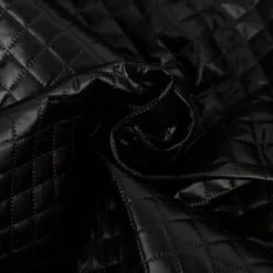 Steppstoff Metallic Schwarz Rautensteppung 140cm Breite