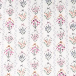 Steppstoff Musselin Stoff Blumen Patches Digitaldruck ecru rosa türkis 1,30m Breite