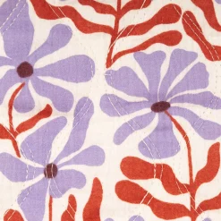 Steppstoff Musselin Stoff Blumen Retro natur rot lila 1,30m Breite