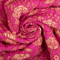Steppstoff Musselin Stoff Wattierung Doubleface Abstrakt Floral fuchsia 1,30m Breite