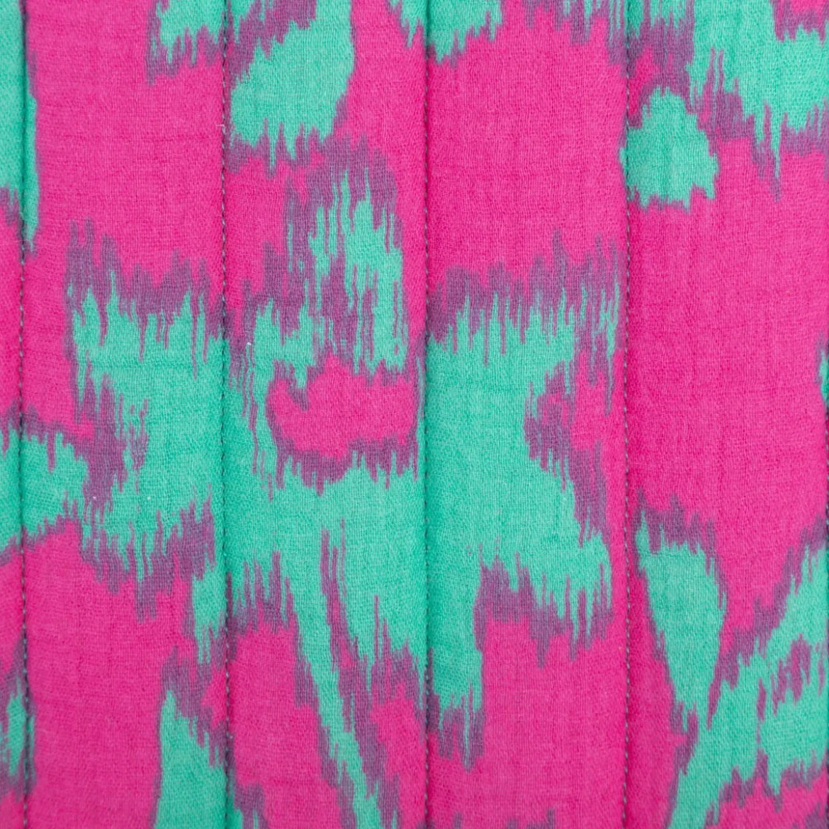 Steppstoff Musselin Stoff Wattierung Doubleface Leo Blumen pink grün 1,30m Breite
