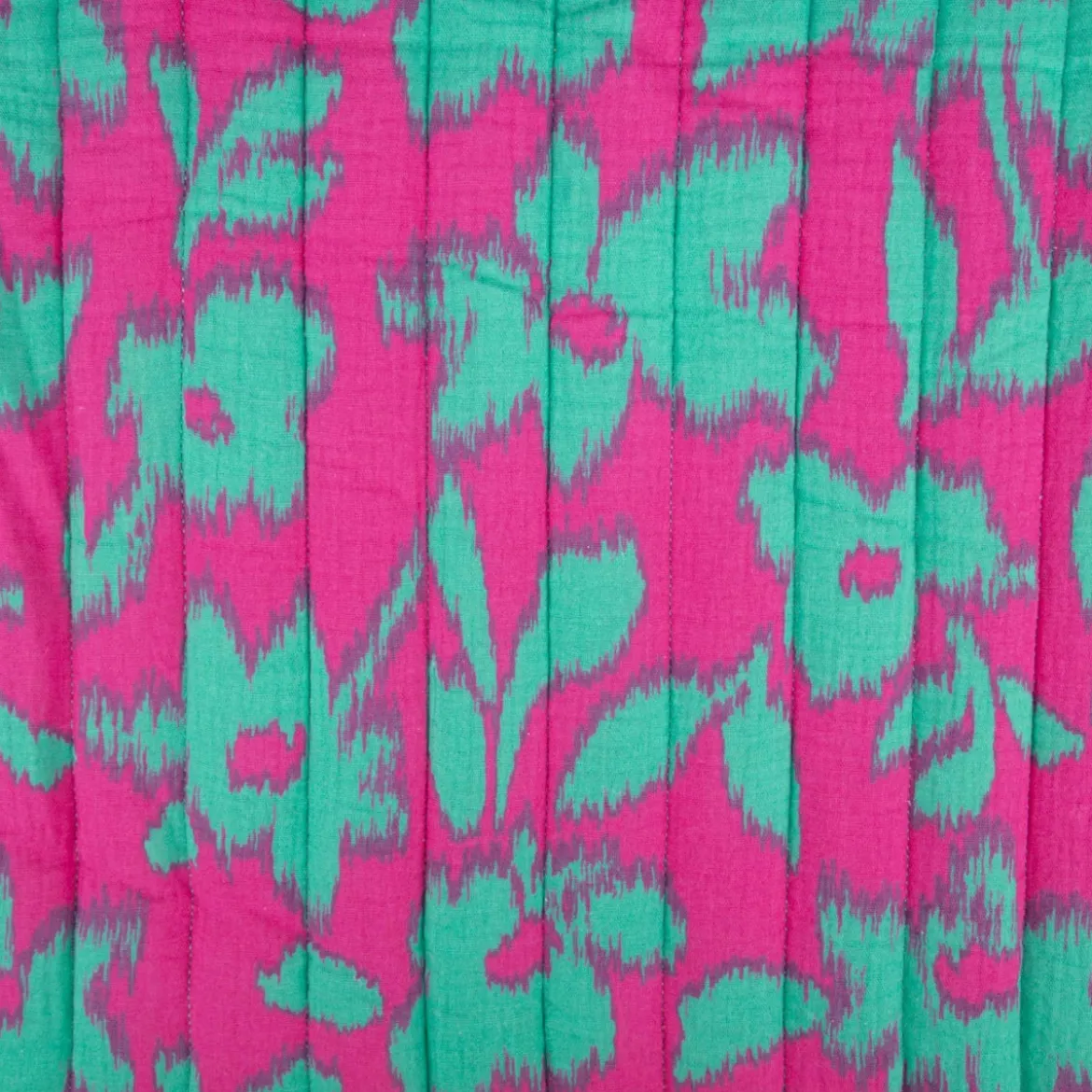 Steppstoff Musselin Stoff Wattierung Doubleface Leo Blumen pink grün 1,30m Breite