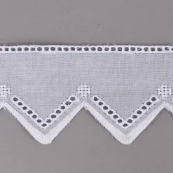 Stickereiborte Batistoptik Raffband Spitzenband Lochspitze Zacken weiß 7cm Höhe