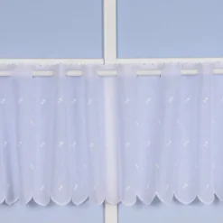 Stickerei-Panneaux Bistrogardine Scheibengardine Batistoptik Rosen weiß 70cm Höhe