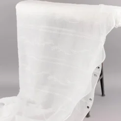Stickerei-Panneaux Bistrogardine Scheibengardine transparent und nähfrei mit Stickerei Blütenranken ecru 120cm Höhe