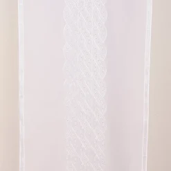 Stickpaneel Flächenvorhang Meterware mit Stickerei Flechtmuster weiß 60cm breit