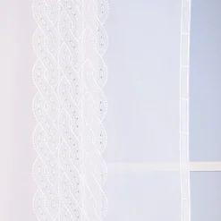 Stickpaneel Flächenvorhang Meterware mit Stickerei Flechtmuster weiß 60cm breit