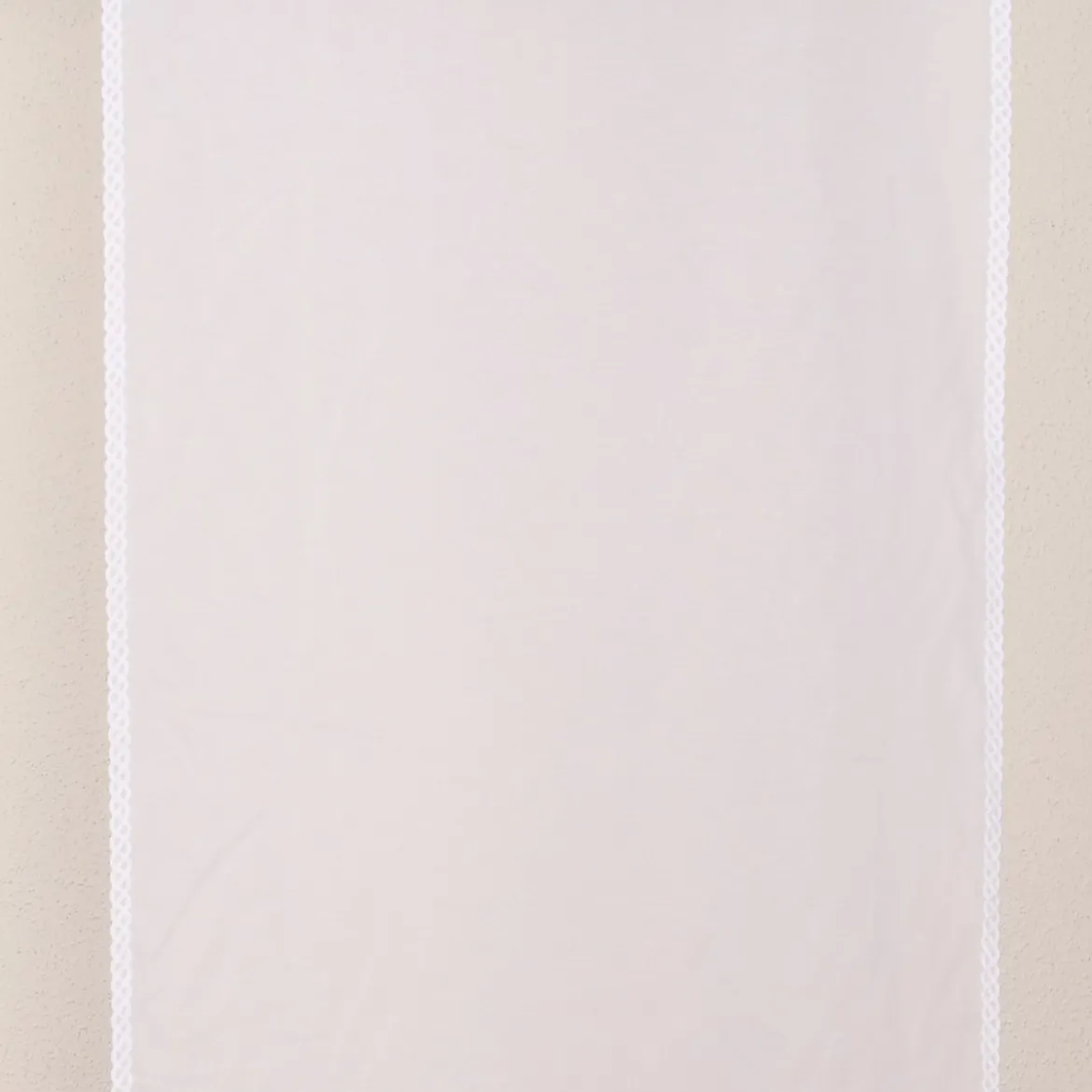 Stickpaneel Flächenvorhang Meterware mit Wellenrand-Stickerei weiß 60cm breit
