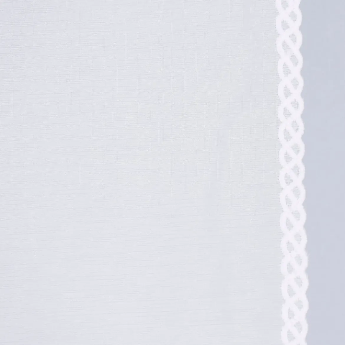 Stickpaneel Flächenvorhang Meterware mit Wellenrand-Stickerei weiß 60cm breit