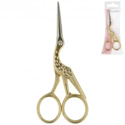 Stickschere Storchenschere Metall goldfarbig 11,6cm