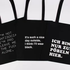 Stoffbeutel Antisocial schwarz weiß 42x38cm