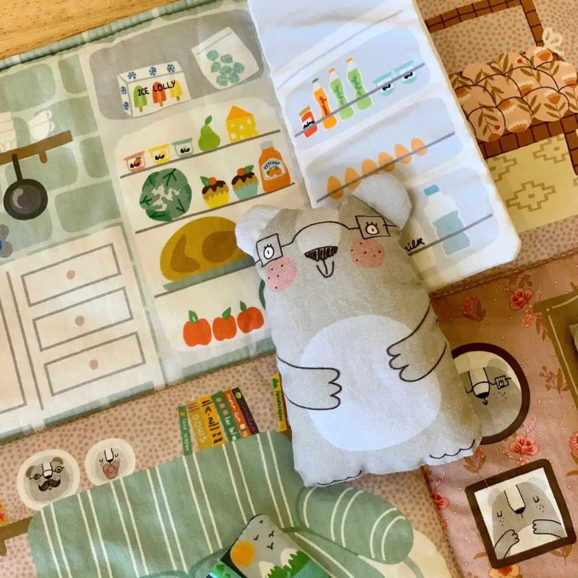 Stoffpanel Babú's House Puppenhaus Tasche Nähpanel bunt zum Selbernähen