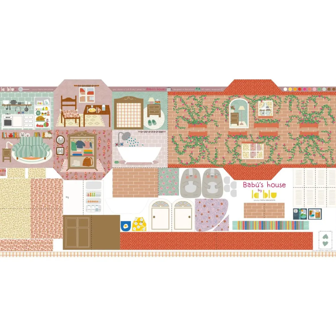 Stoffpanel Babú's House Puppenhaus Tasche Nähpanel bunt zum Selbernähen