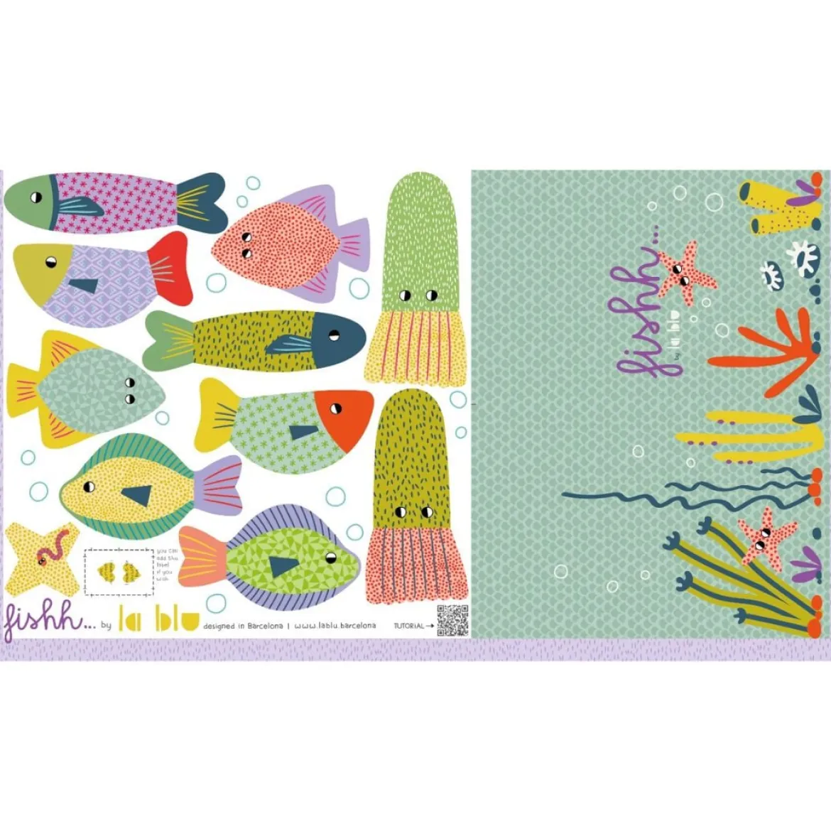 Stoffpanel Fishh Angelspiel Kinder Spielset Nähpanel bunt zum Selbernähen