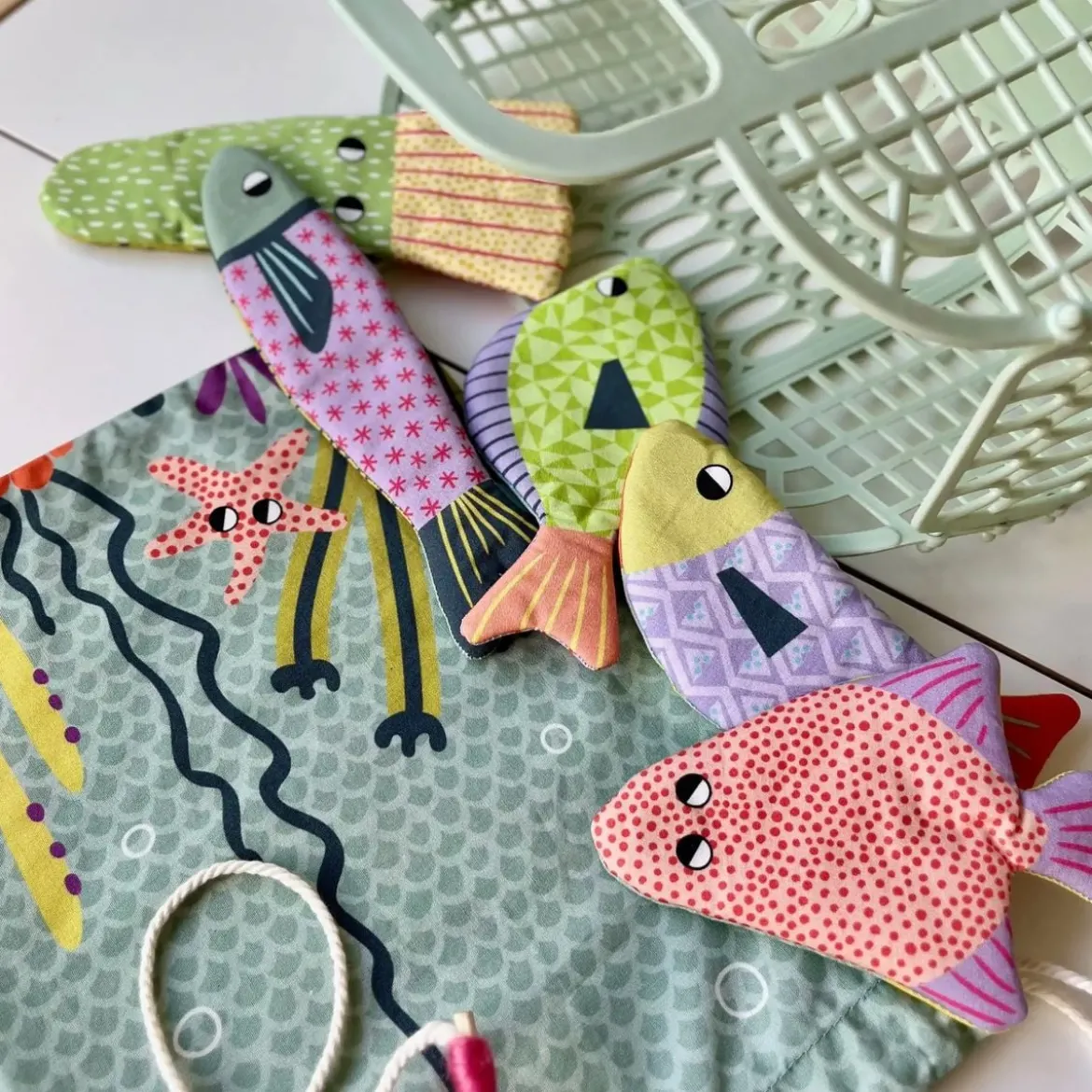 Stoffpanel Fishh Angelspiel Kinder Spielset Nähpanel bunt zum Selbernähen