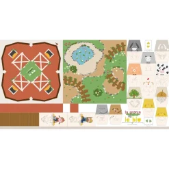 Stoffpanel La Granja Bauernhof Spielset Tiere 140x70cm bunt zum Selbernähen