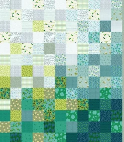 Stoffpanel Quilt Poppy Green Mohnblumen Farbverlauf grün 132x156cm zum Selbernähen