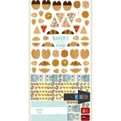 Stoffpanel The Bakery Shop Bäckerei Kaufladen Spielset bunt zum Selbernähen