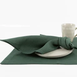Stoffservietten Leinen Erik 4er Set 44x44cm grün hochwertig & nachhaltig