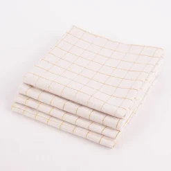 Stoffservietten Tyra Karo aus 100% Baumwolle 4 Stück 40x40cm cremeweiß goldfarbig