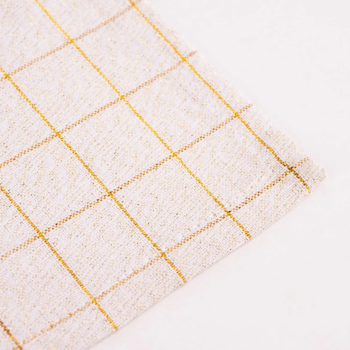 Stoffservietten Tyra Karo aus 100% Baumwolle 4 Stück 40x40cm cremeweiß goldfarbig
