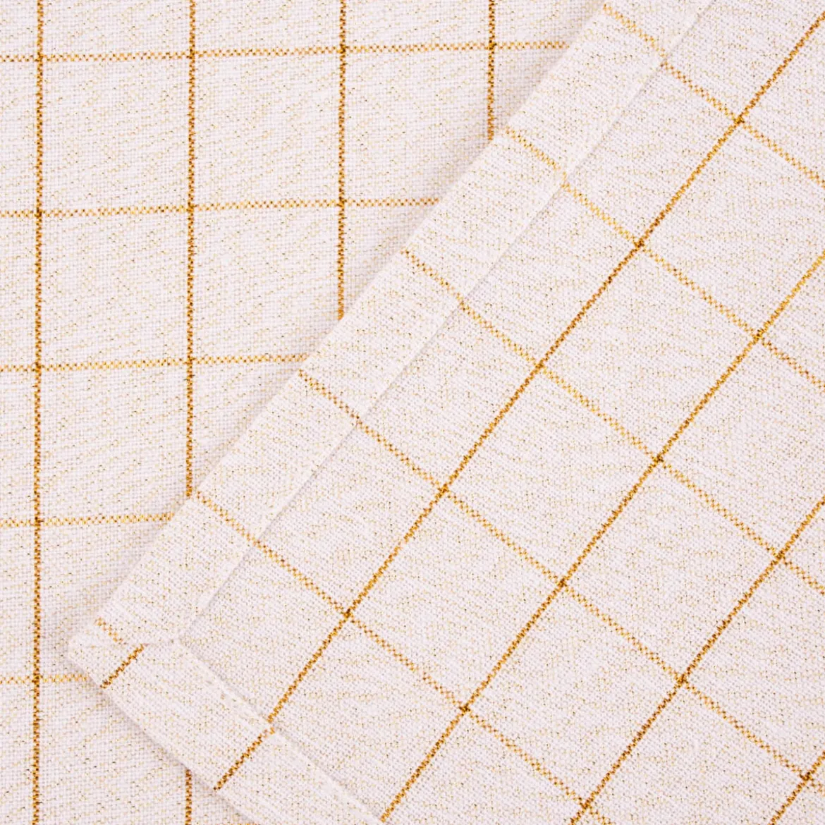 Stoffservietten Tyra Karo aus 100% Baumwolle 4 Stück 40x40cm cremeweiß goldfarbig