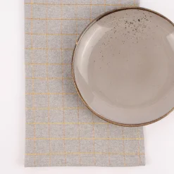 Stoffservietten Tyra Karo aus 100% Baumwolle 4 Stück 40x40cm grau goldfarbig