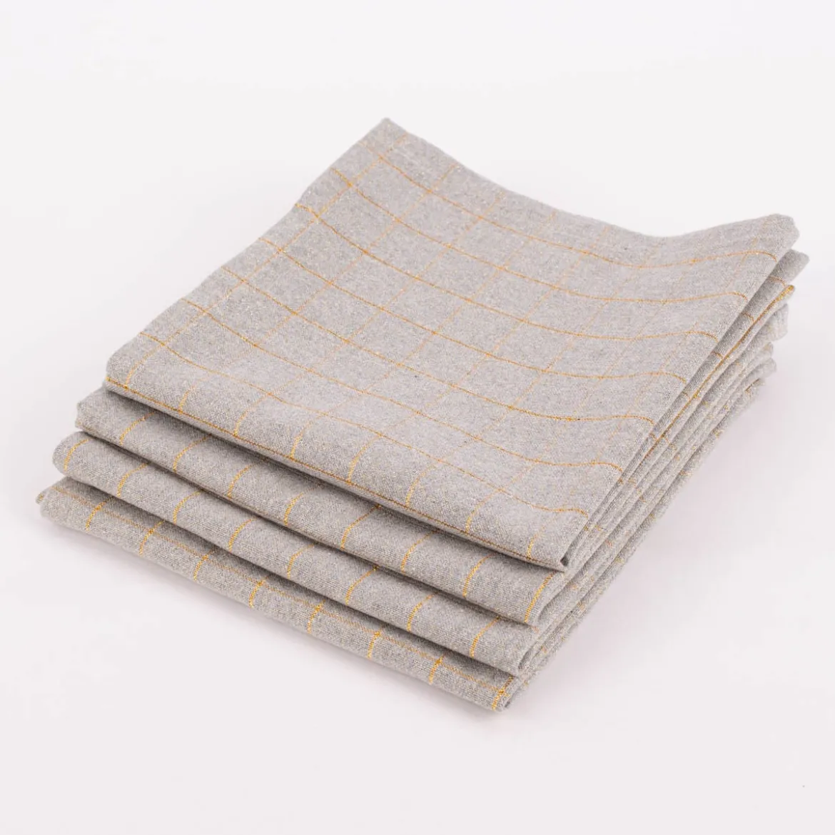 Stoffservietten Tyra Karo aus 100% Baumwolle 4 Stück 40x40cm grau goldfarbig