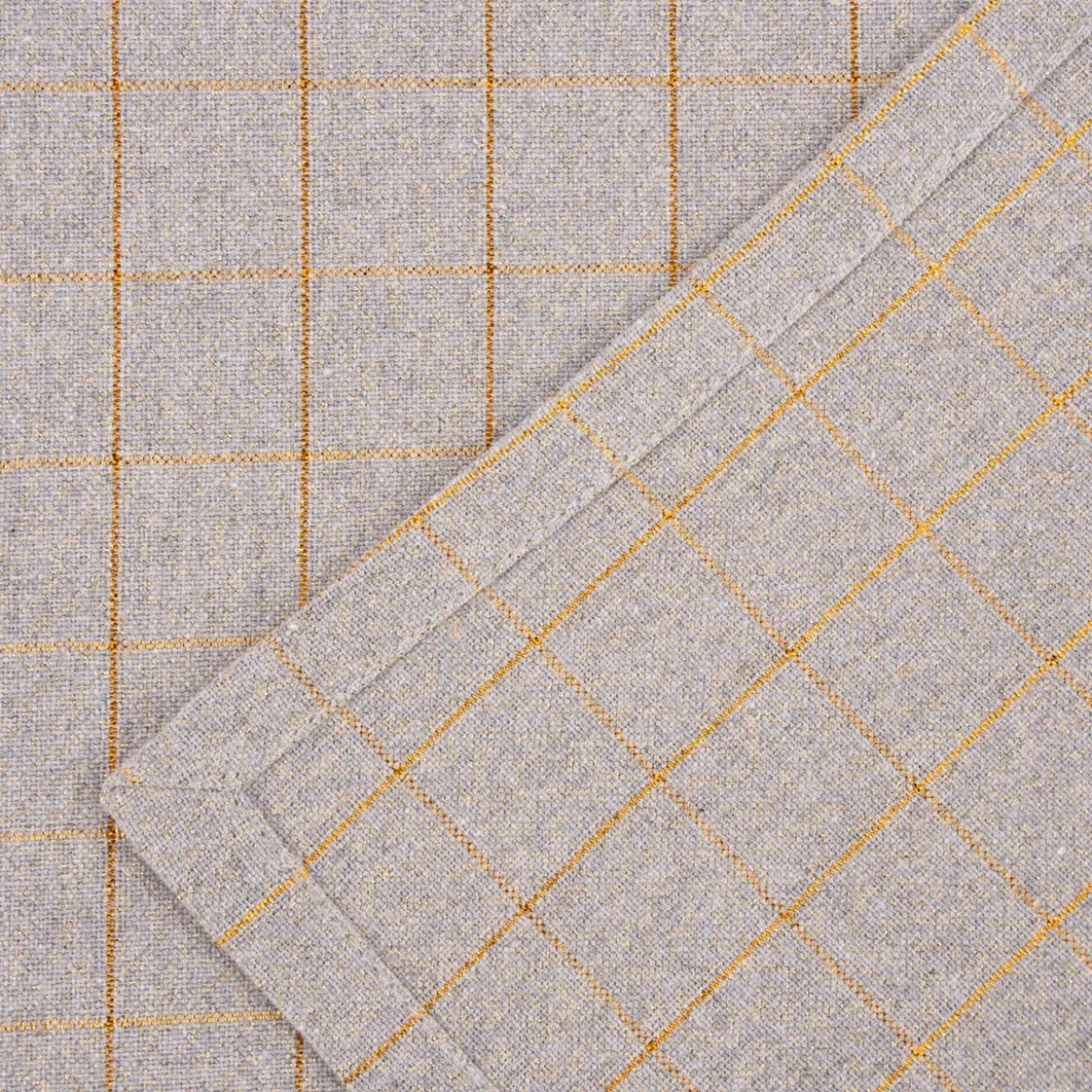 Stoffservietten Tyra Karo aus 100% Baumwolle 4 Stück 40x40cm grau goldfarbig