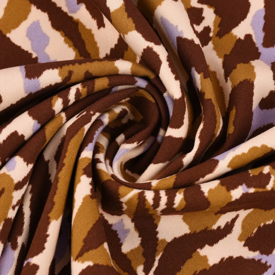 Stretchstoff Viskosestoff Bekleidungsstoff Rosella Grafikdessin ANIMAL SKIN lila beige braun 1,40m Breite