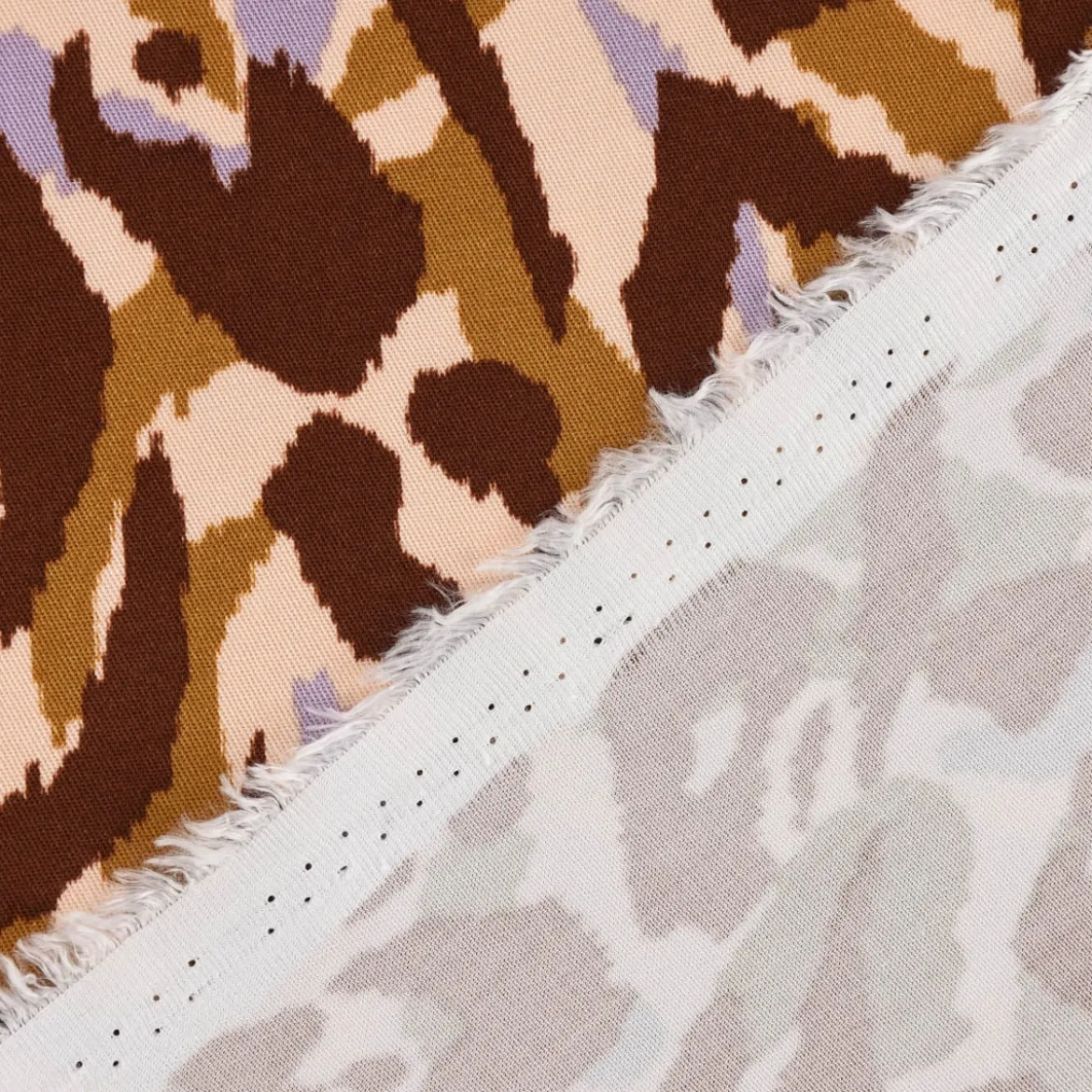 Stretchstoff Viskosestoff Bekleidungsstoff Rosella Grafikdessin ANIMAL SKIN lila beige braun 1,40m Breite
