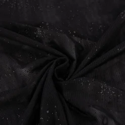 Stretch Tüllstoff Glitzer weich einfarbig schwarz 1,5m Breite