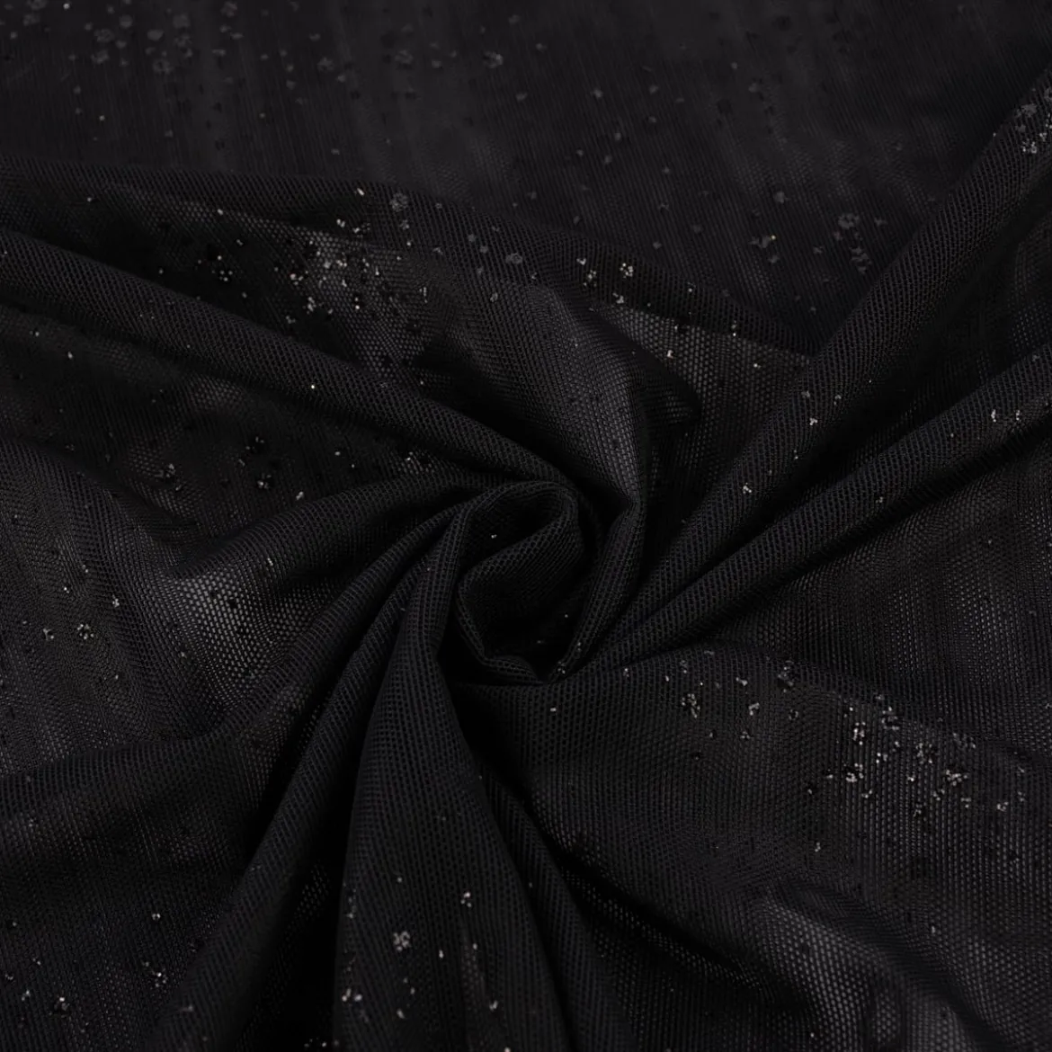 Stretch Tüllstoff Glitzer weich einfarbig schwarz 1,5m Breite